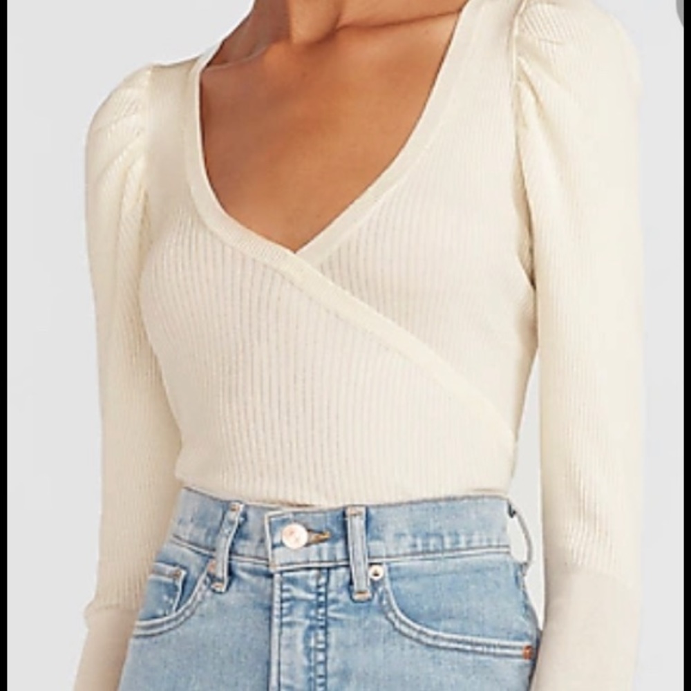 NWT Express Ribbed Wrap Front Sweater - Picture 2 of 2